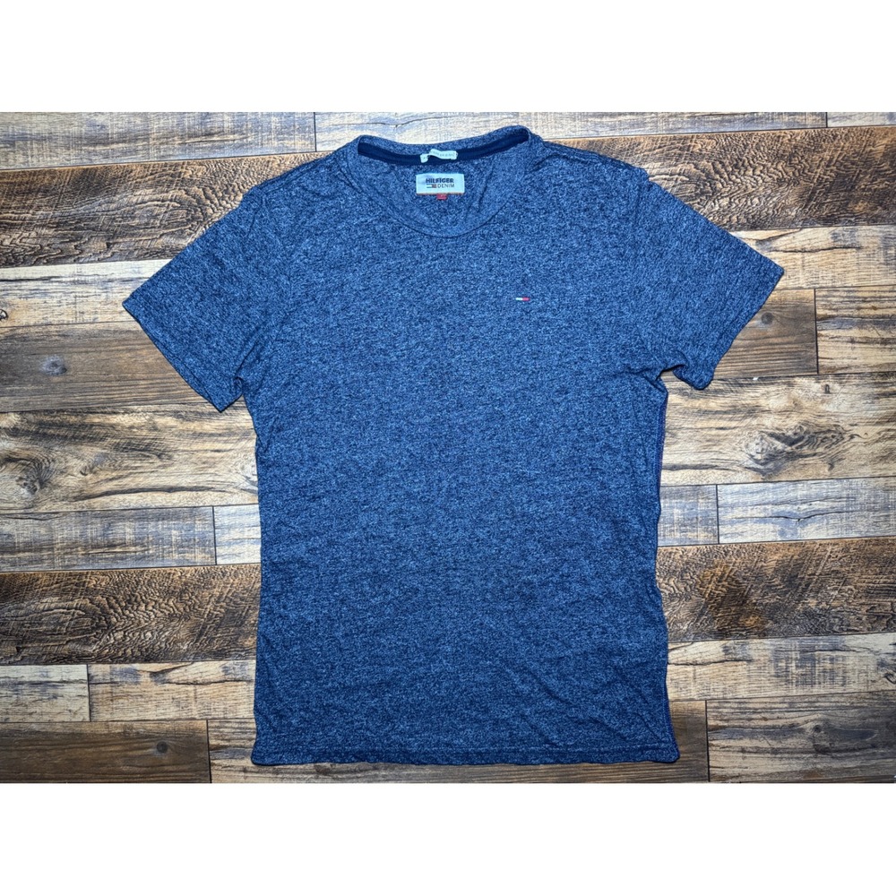 Tommy Hilfiger Mens Denim‎ Blue Heathered Soft Casual Short Sleeve T-Shirt Small